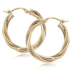 14K Yellow Gold 3-1.5X20mm Twist Tubes Earrings