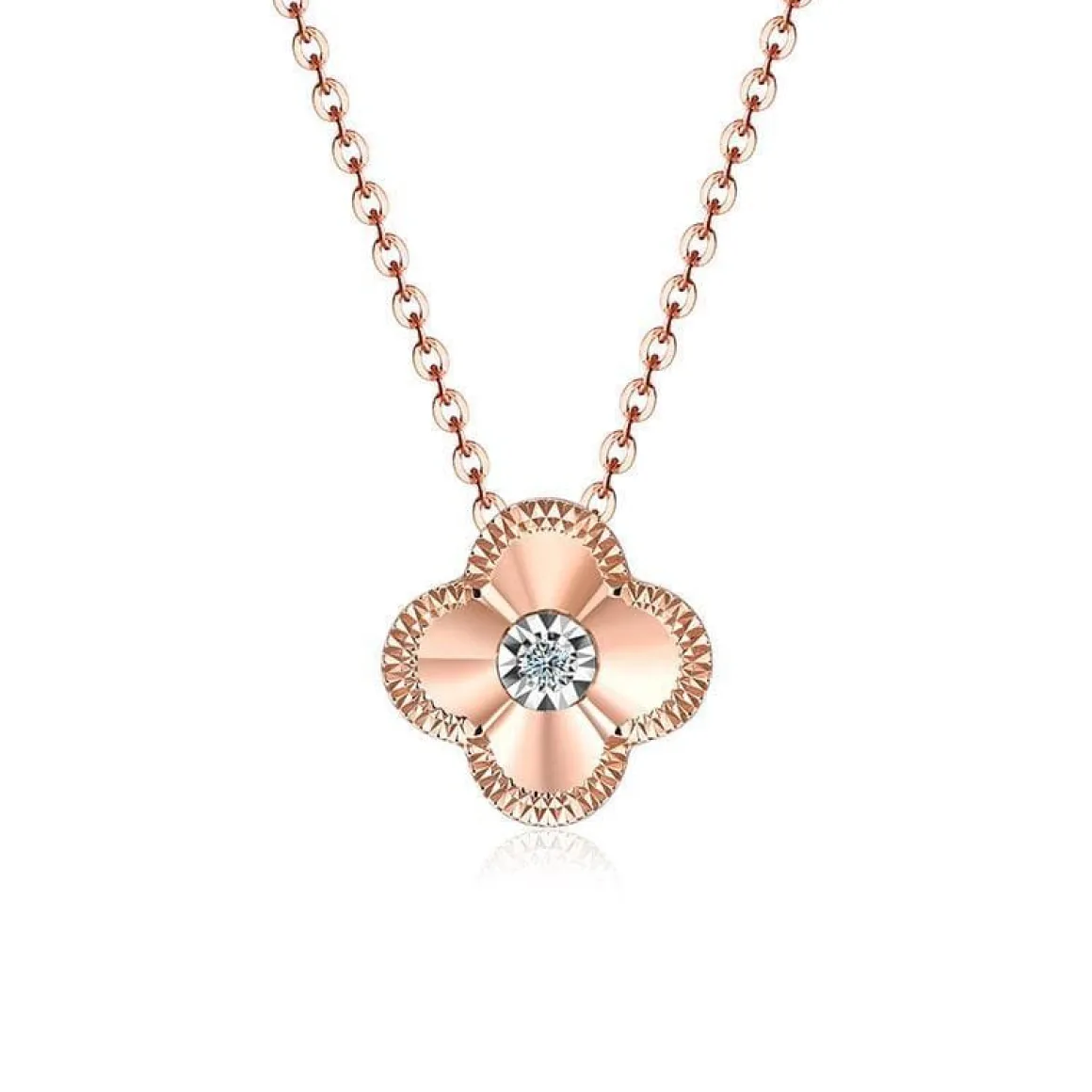 14KG 0.03Ct Flower Pendant