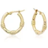 14KG Sm. Round Hoop 3 Sections W/Sd Earrings