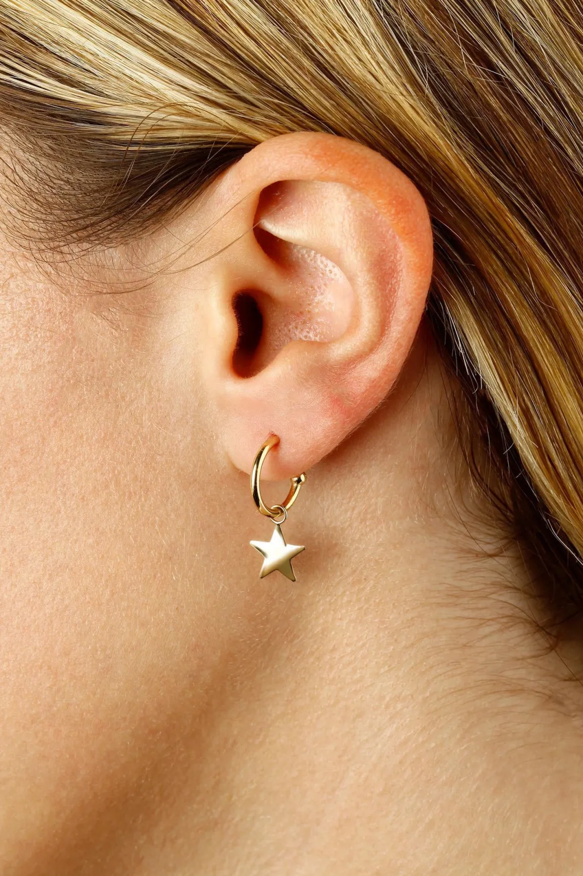 14KG 1.5X12mm W/Flat Star Drop Earrings