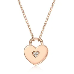 14KRG 0.01Ct Heart Lock Pendant