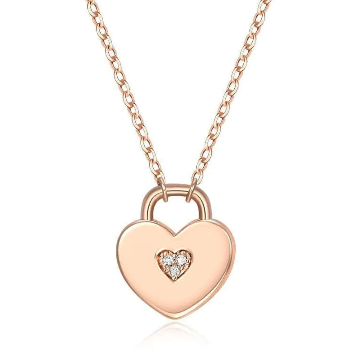 14KRG 0.01Ct Heart Lock Pendant