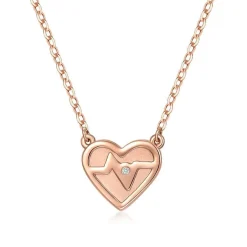 14KRG 0.03Ct Heartbeat Heart Necklace