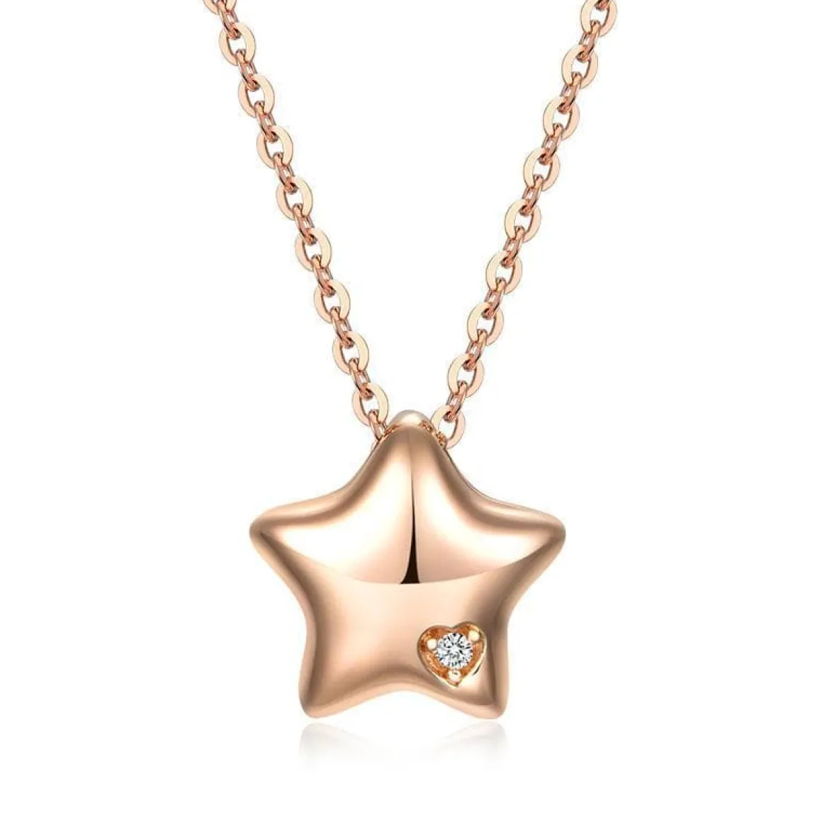 14KRG 0.005Ct Mini Star Pendant