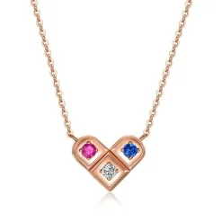 14KRG Dia/Ru/Sa Heart Pendant
