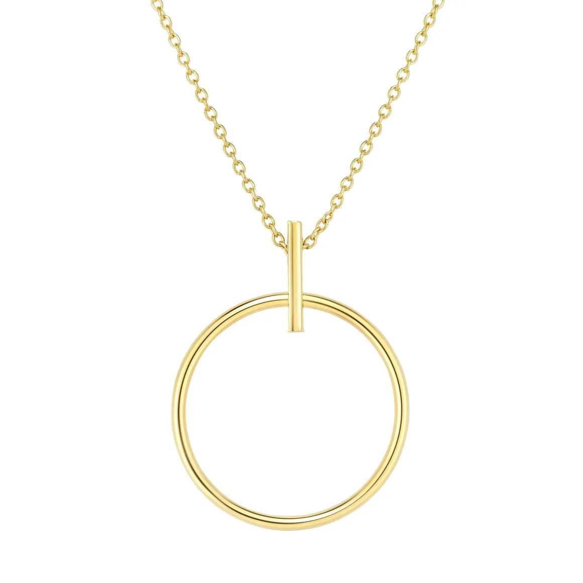 14kt Gold 17 inches Yellow Finish 29x22.6mm Ring of Life Necklace with Lobster Clasp