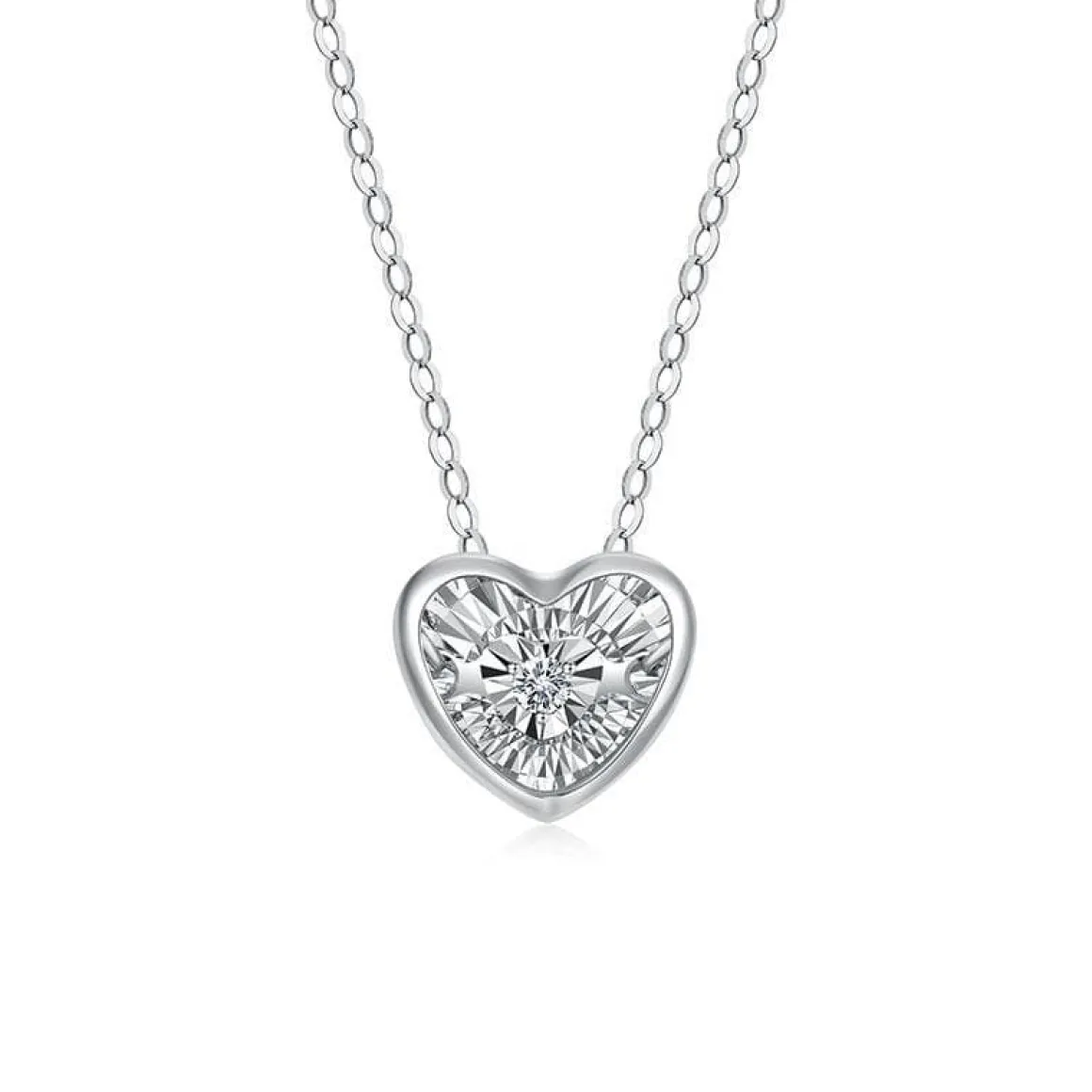 14KWG 0.03Ct Fluttering Diamond Heart Pendant