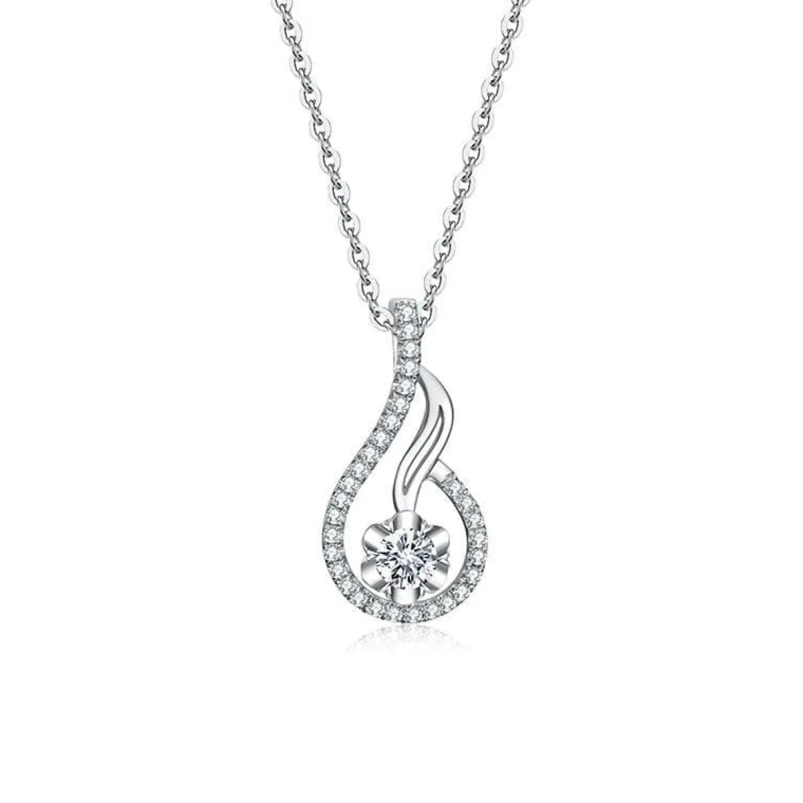 14KWG 0.15Ctw Diamond Swirl Fashion Pendant