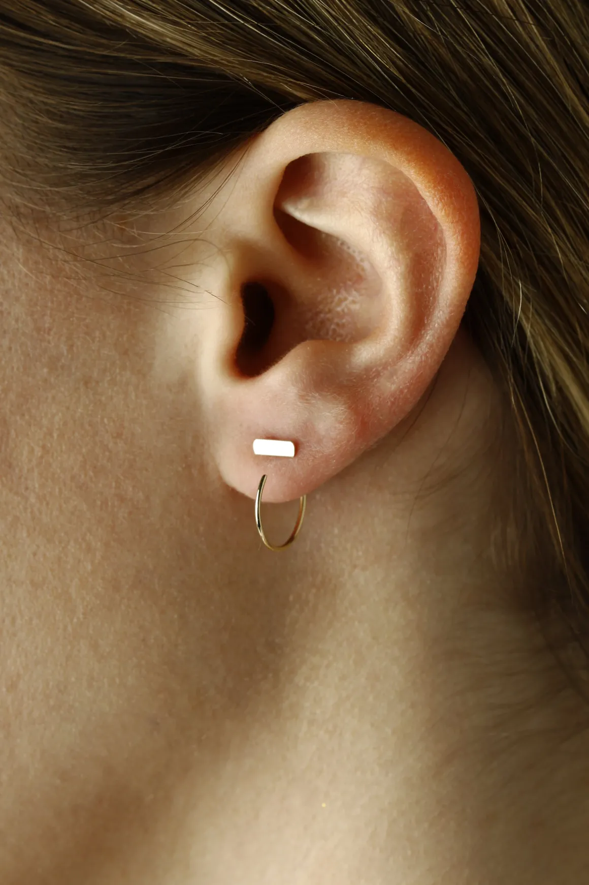 14KY Simple Bar Hoop Earrings