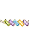 Mixed Gemstone And Diamond Bar Necklace