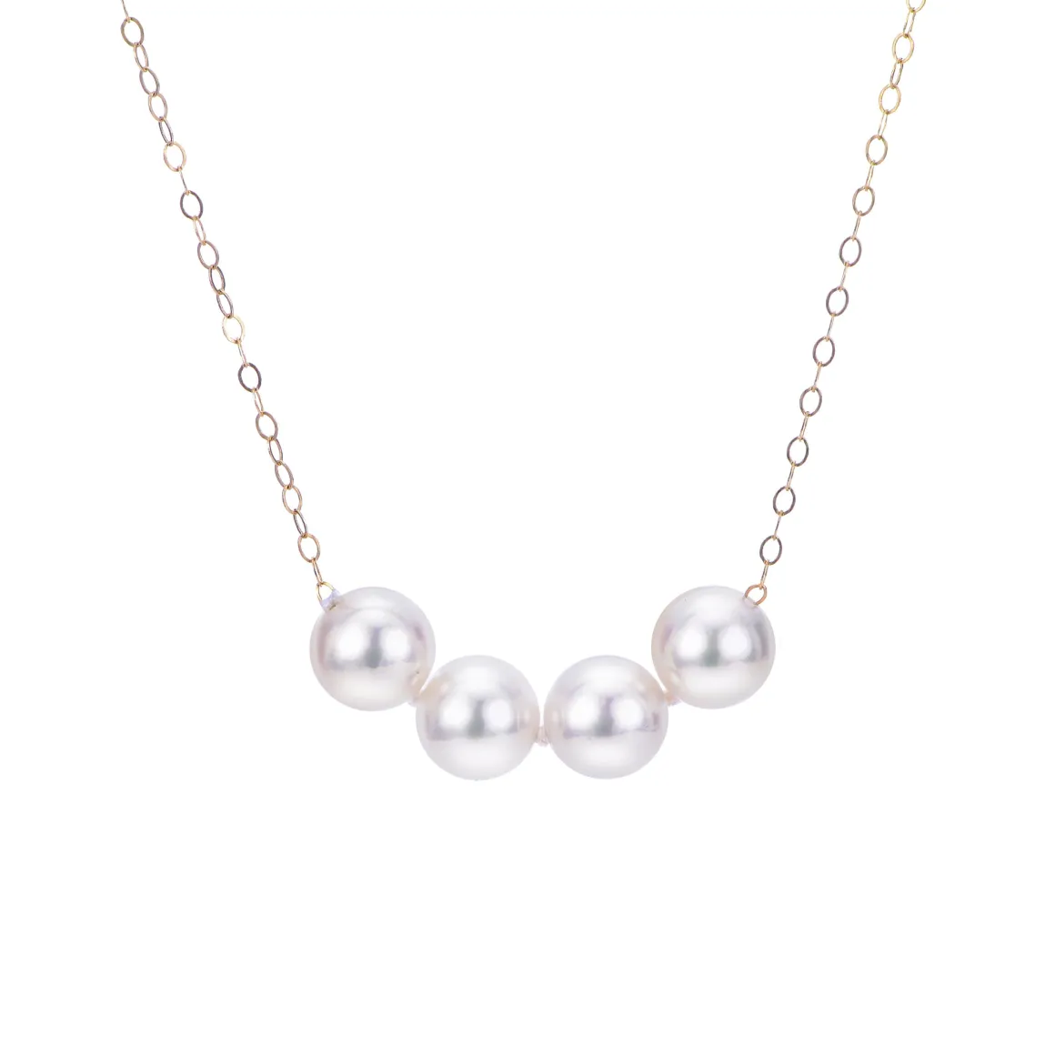 6mm Start-Her Pearl Necklace On 14K Yellow Gold Chain
