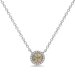Opal And Diamond Halo Necklace