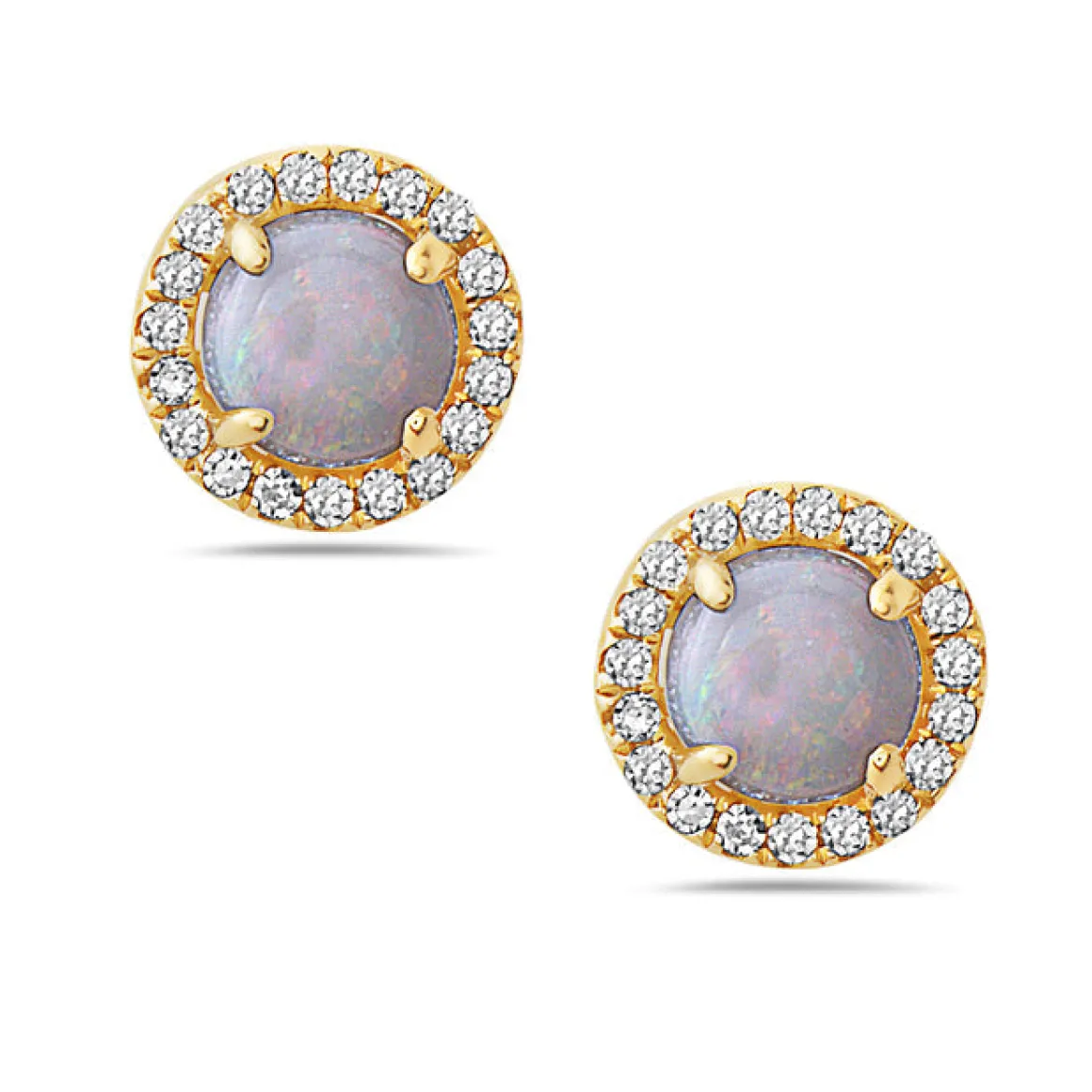 Opal And Diamond Halo Post Earrings