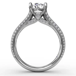Oval Diamond Solitaire Engagement Ring With Baguettes and Pavé