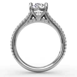 Oval Diamond Solitaire Engagement Ring With Triple-Row Tapered Diamond Band