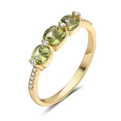 Peridot And Diamond Fashion Ring