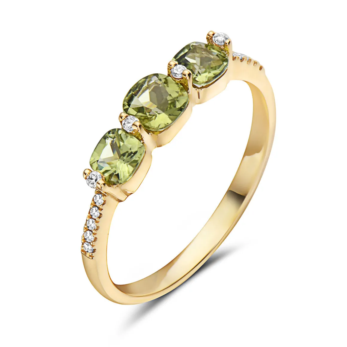 Peridot And Diamond Fashion Ring