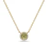 Peridot And Diamond Halo Necklace