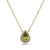 Peridot And Diamond Halo Necklace