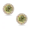 Peridot And Diamond Halo Post Earrings