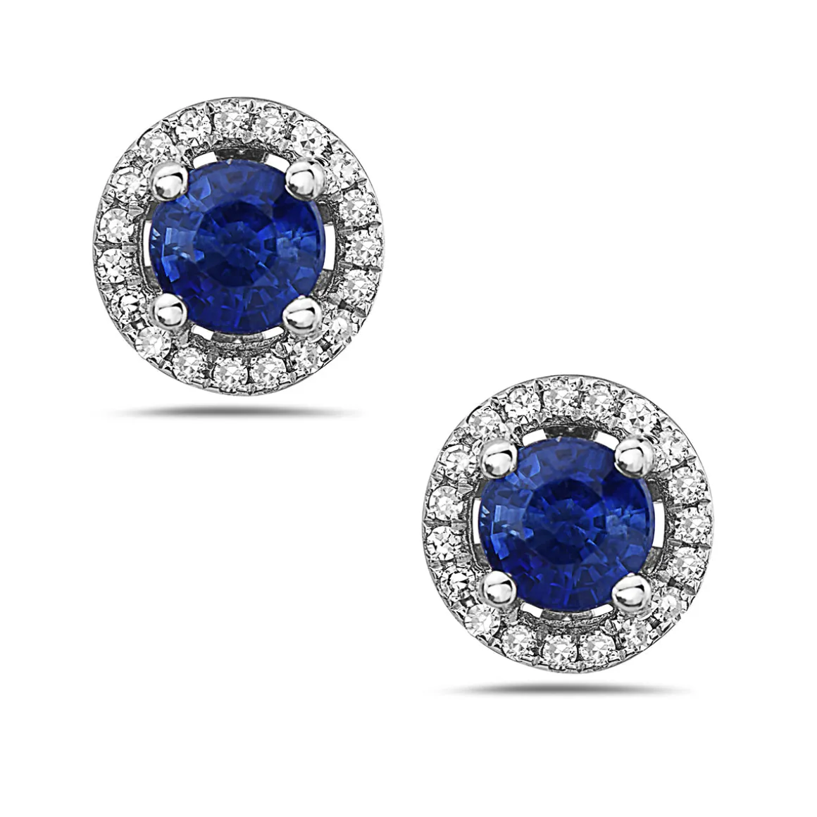 Sapphire And Diamond Halo Post Earrings