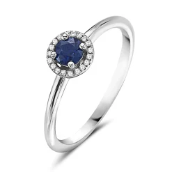 Sapphire And Diamond Halo Ring