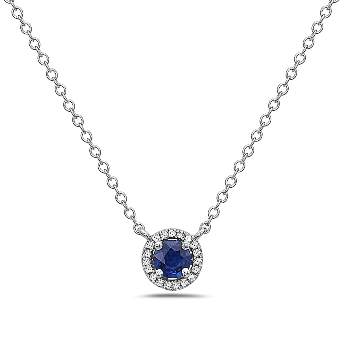 Sapphire And Diamond Halo Necklace
