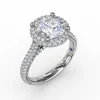 Seamless Pavé Diamond Double Halo Engagement Ring