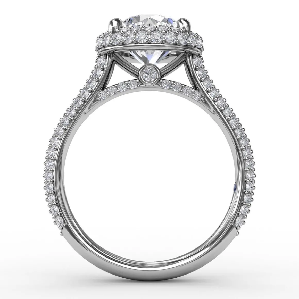 Seamless Pavé Diamond Double Halo Engagement Ring