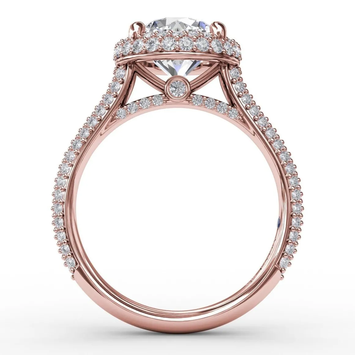 Seamless Pavé Diamond Double Halo Engagement Ring