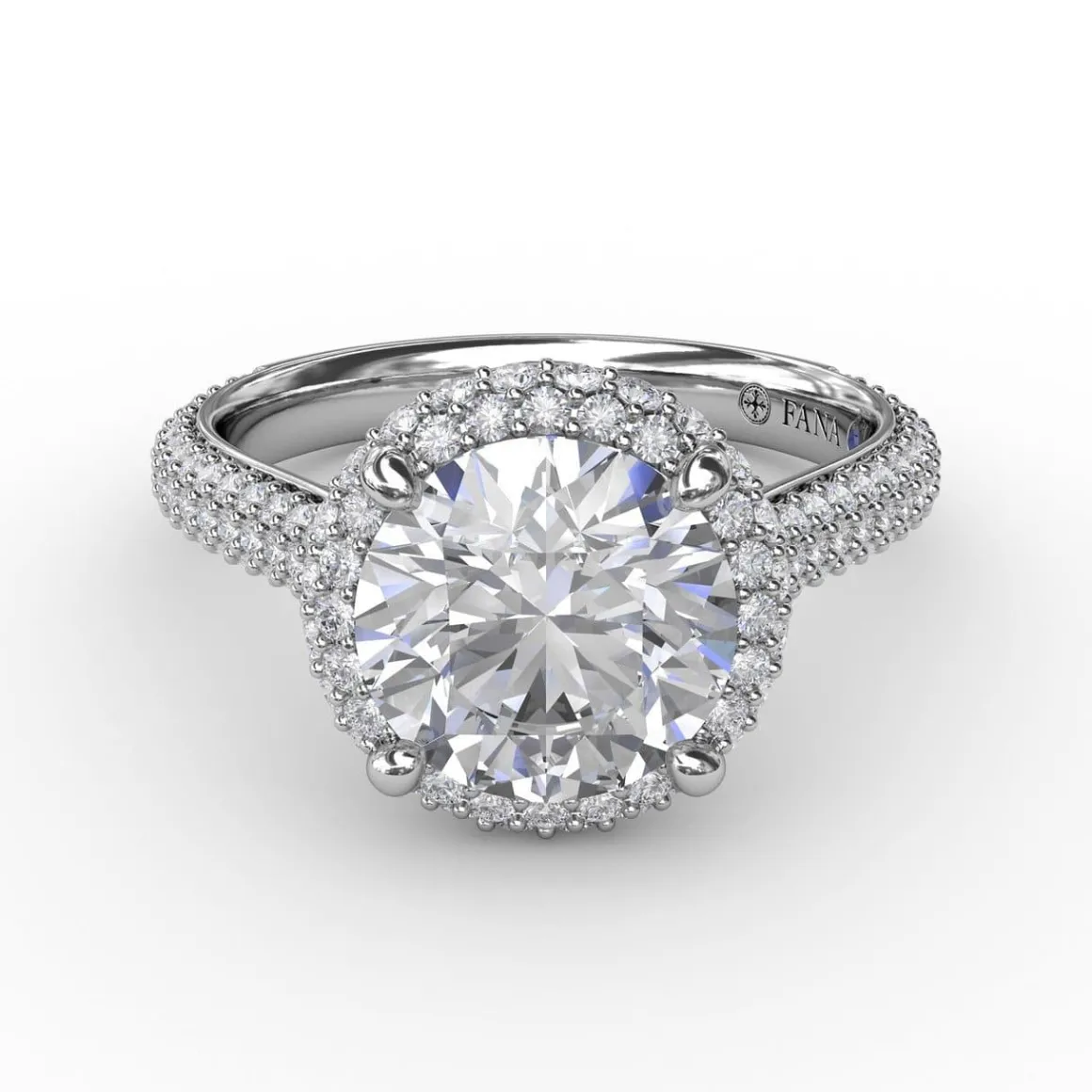 Seamless Pavé Diamond Double Halo Engagement Ring