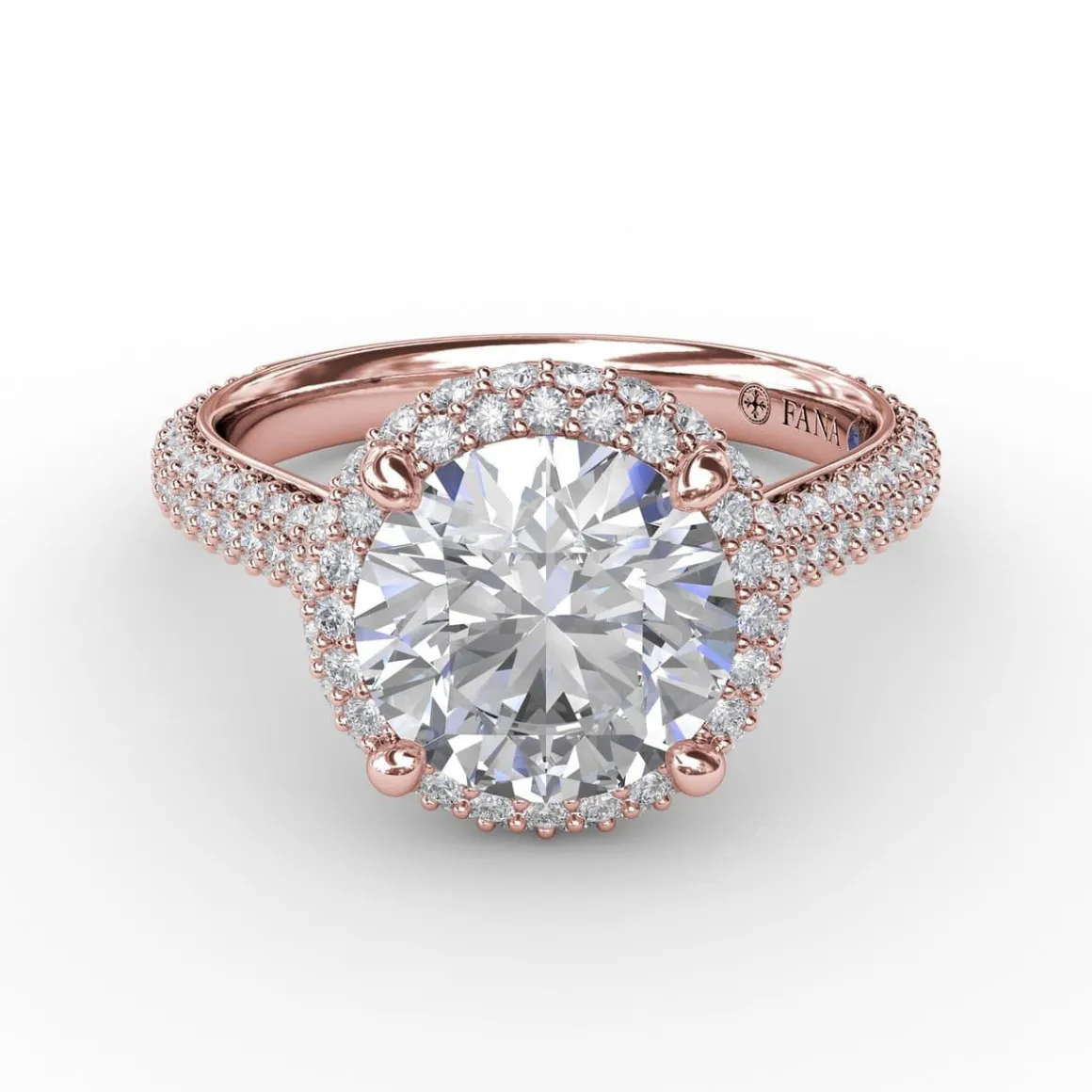 Seamless Pavé Diamond Double Halo Engagement Ring