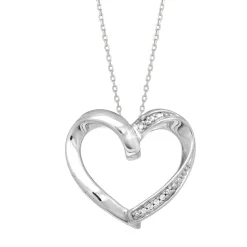 Silver Diamond Accent .03ct Heart Necklace