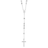 Silver Diamond Cut Large Bead Rosary Necklace