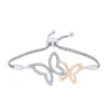 Sterling Silver 1/20Ct Diamond Butterflies Bracelet