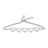 Sterling Silver 1/7Ct Diamond Hearts Bracelet