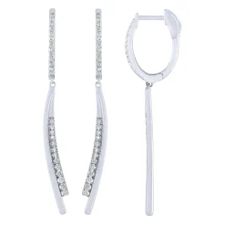 Sterling Silver 1/4Ctw Dangle Fashion Earrings