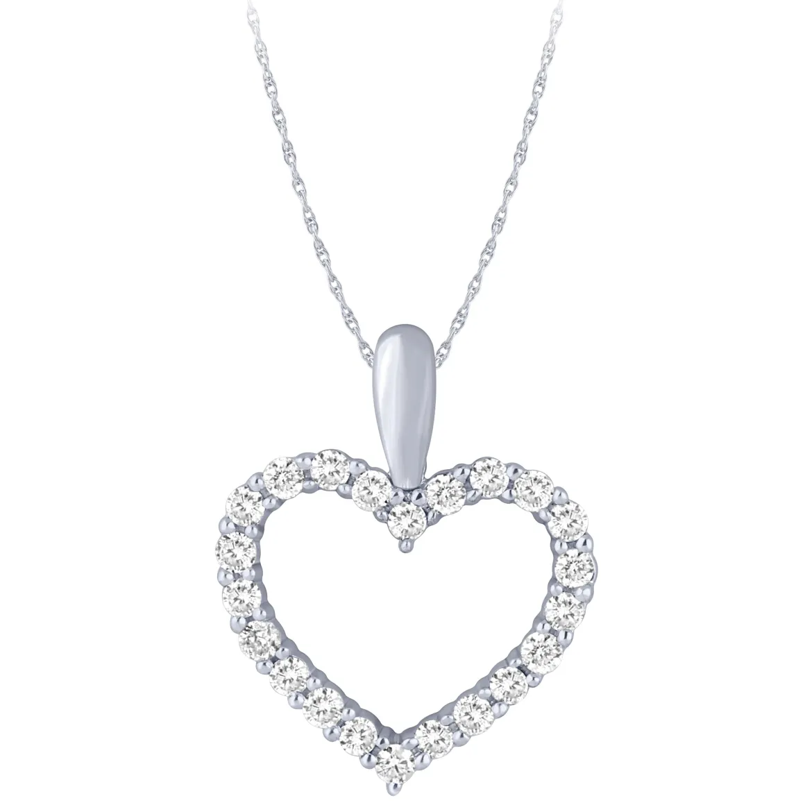 Sterling Silver 1/4Ctw Dia Heart Outline Pendant