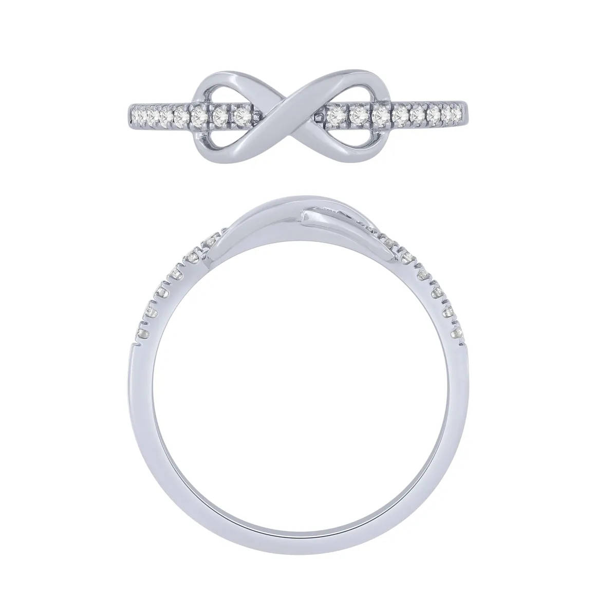 Sterling Silver 0.12Ctw Diamond Infinity Ring