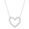 Sterling Silver 0.16Ctw Diamond Heart Necklace