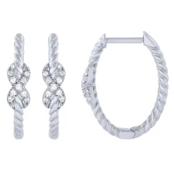 Sterling Silver 1/10Ctw Diamond Twisted Hoops