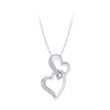 Sterling Silver 0.06Ctw Double Heart Pendant