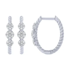 Sterling Silver 1/4Ctw Fashion Hoop Earrings