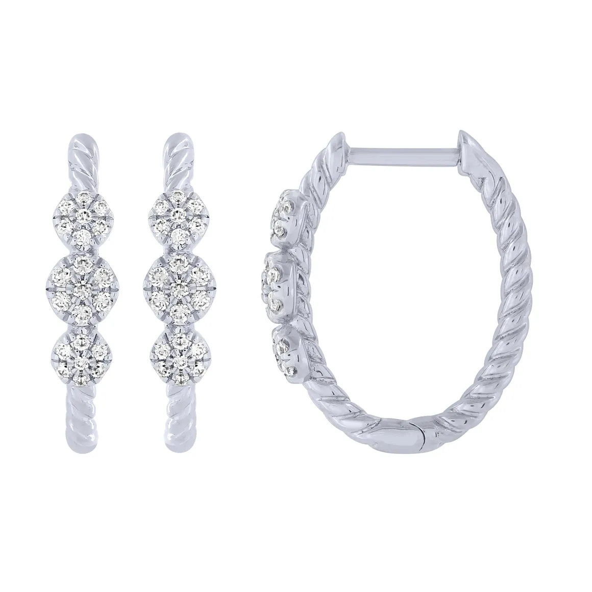 Sterling Silver 1/4Ctw Fashion Hoop Earrings