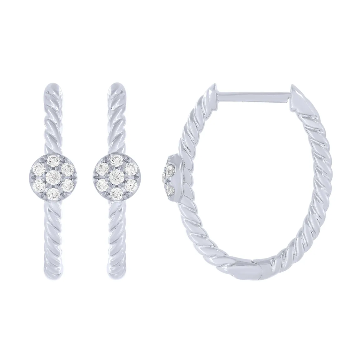 Sterling Silver 0.16Ctw Fashion Oval Hoop Earrings