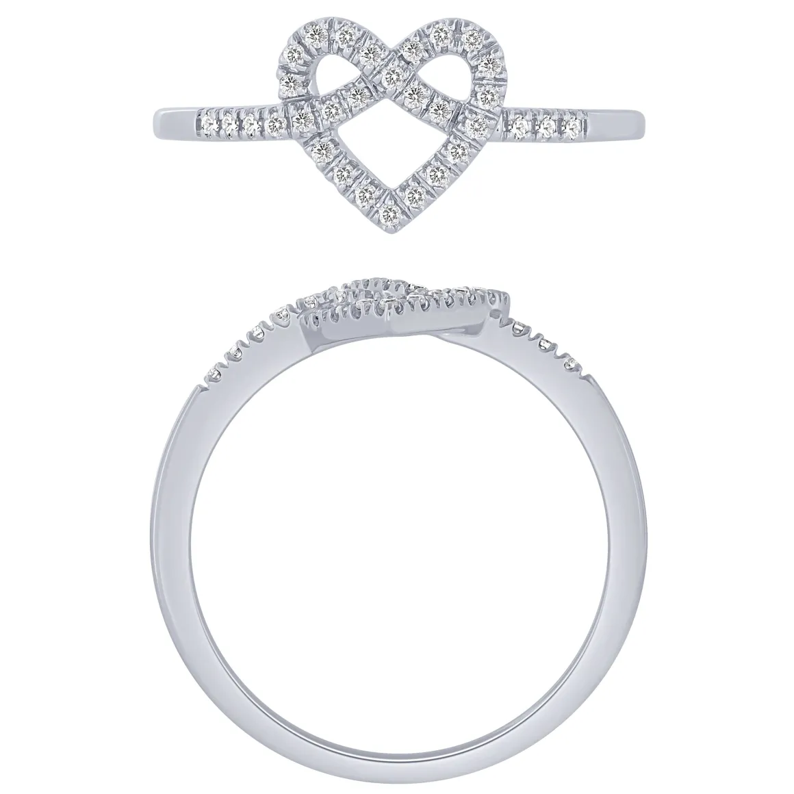 Sterling Silver 0.13Ctw Heart Knot Ring