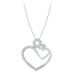 Sterling Silver 0.13Ctw Heart Mother & Child Pendant