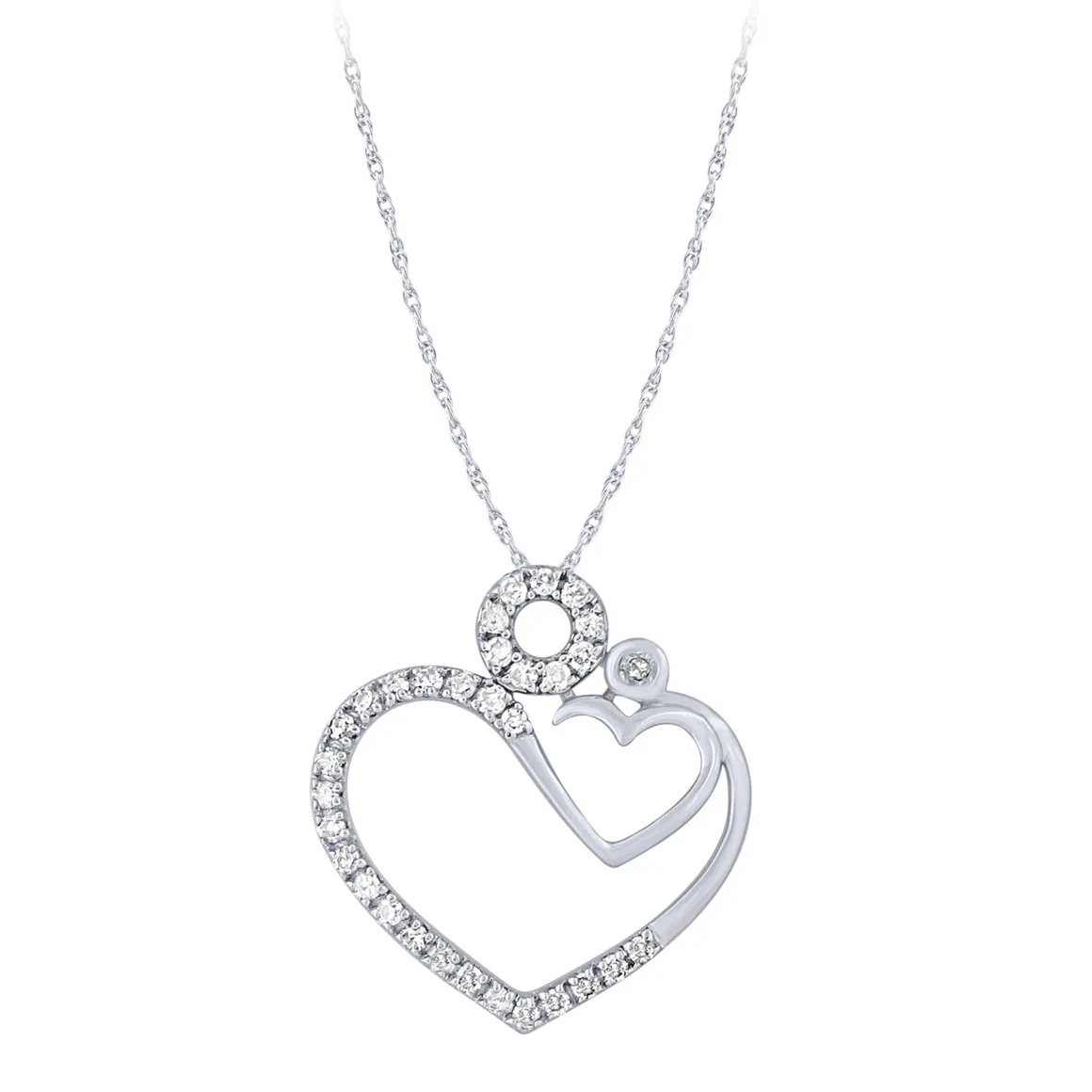 Sterling Silver 0.13Ctw Heart Mother & Child Pendant