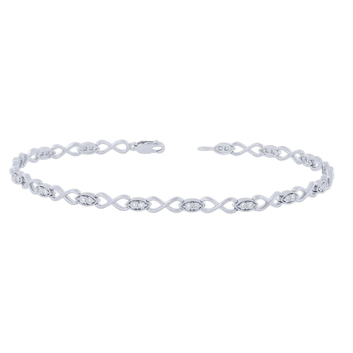 Sterling Silver 0.12Ctw Infinity Bracelet