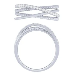 Sterling Silver 0.16Ctw Layered Ring